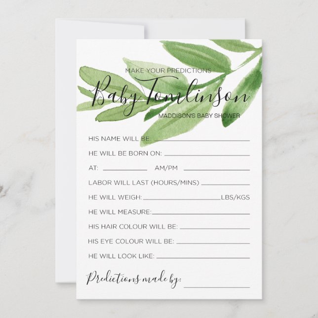 Kinderdusche im Grünen Vorhersagen Spielkarte Einladung (Vorderseite)