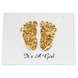 Kinderdusche ist ein Junge Girl Gold White Große Geschenktüte
