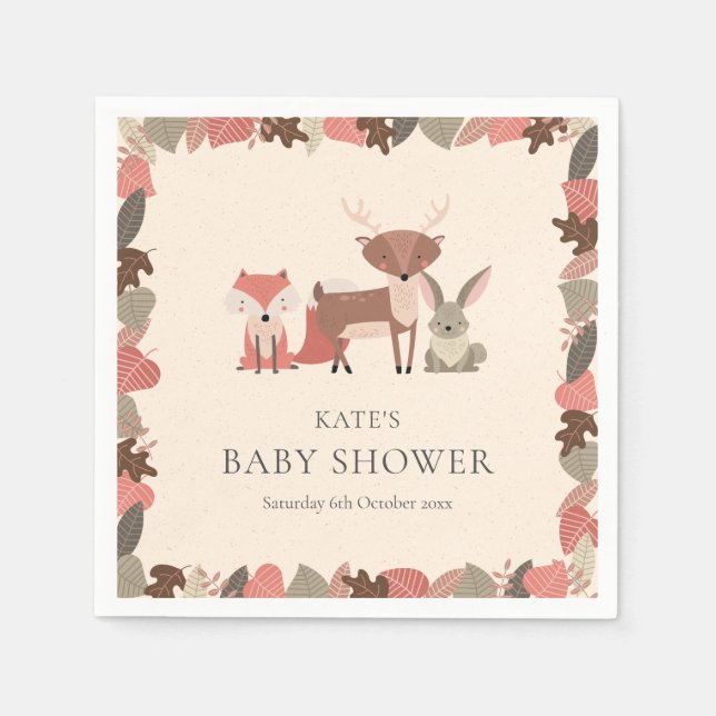 Kinderdusche/Sprinkle für niedliche Landtiere Serviette (Vorderseite)