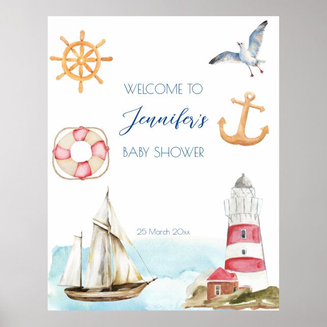 Kinderdusche zum Segeln auf dem Meer Poster (Vorne)