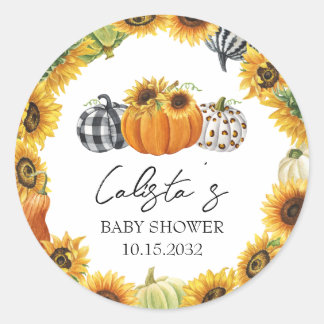 Kinderduschfavoriten für Autumn Pumpkin & Sunflowe Runder Aufkleber