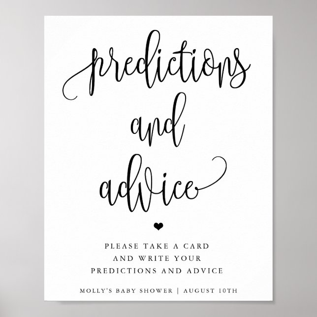 Kinderduschprognosen, Minimalistische Kalligraphie Poster (Vorne)
