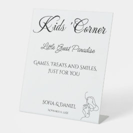 Kinderecke Minimalistisch Elegante Hochzeit Sockelschild