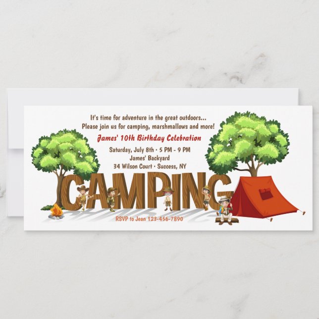 Kindereinladung Camping Einladung (Vorderseite)