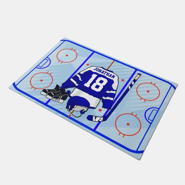 Kindereis-Hockey-Schlafzimmer- und Fußmatte (Schrägansicht)