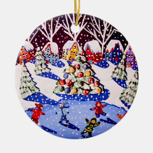 Kindereis Skate Weihnachten Keramikornament (Vorne)