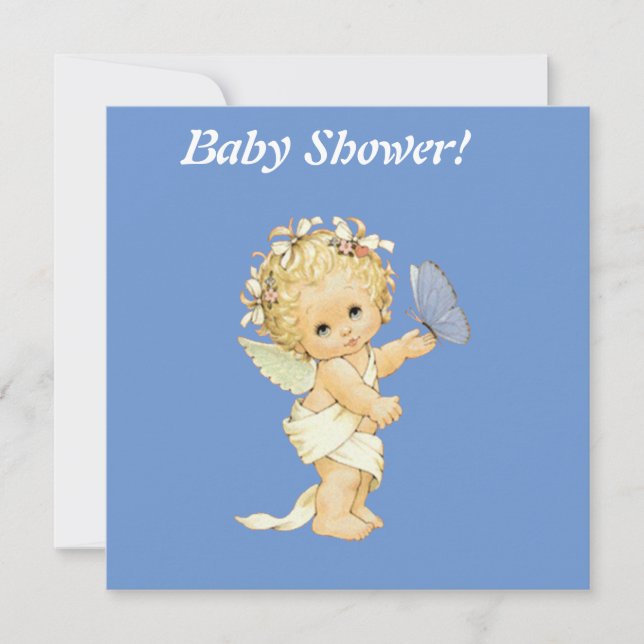 Kinderengel mit Schmetterling - Baby Shover Einlad Einladung (Vorderseite)