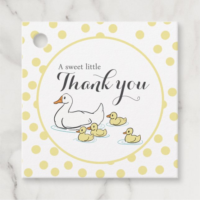 Kinderente und Ducklings Kinderdusche - Begrüßungs Geschenkanhänger (Vorderseite)