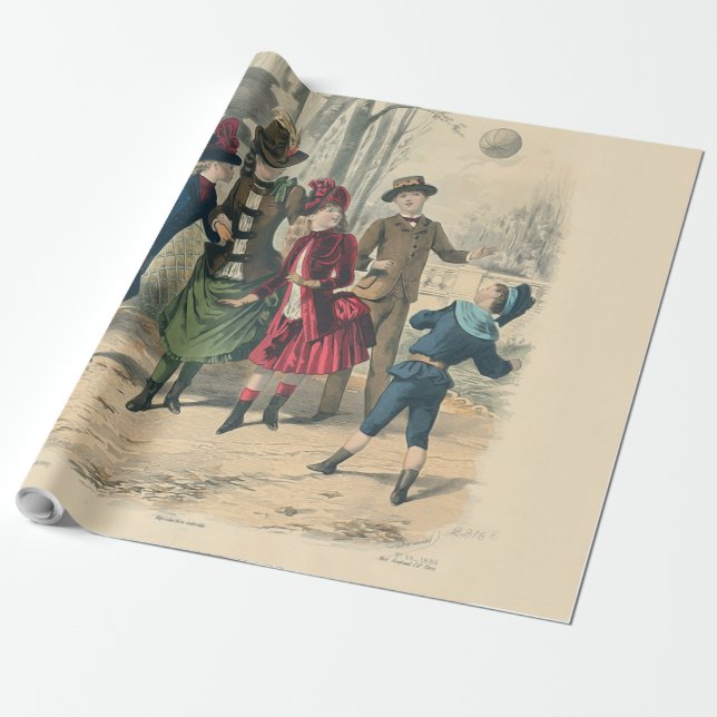Kinderfamilie Antikes Viktorianisches Kind Geschenkpapier (Ungerollt)