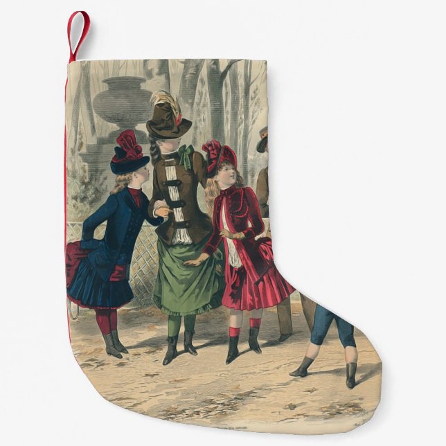 Kinderfamilie Antikes Viktorianisches Kind Kleiner Weihnachtsstrumpf (Vorderseite)