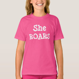Kinderfashion Novelty Style Graphic SHE ROARS T-Shirt