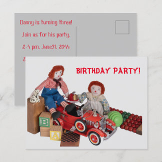Kinderfeuer Motor Raggedy Andy Andy Birthday Party Einladungspostkarte