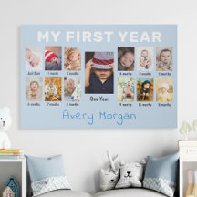 Kinderfoto-Collage für das erste Jahr nach 12 Mona