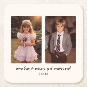 Kinderfoto Hochzeitsempfang Cocktailparty Rechteckiger Pappuntersetzer