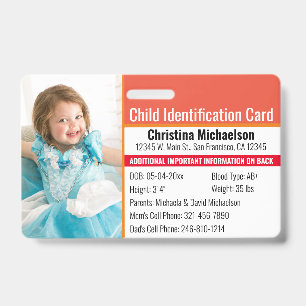 Kinderfoto Identifizierung Notfall-Allergie Ausweis