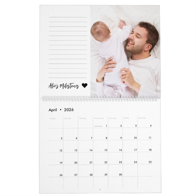 Kinderfotografie-Collage-Familie im ersten Jahr Kalender (Apr 2026)