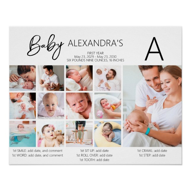 Kinderfotografie-Collage-Familie im ersten Jahr Poster (Vorderseite)