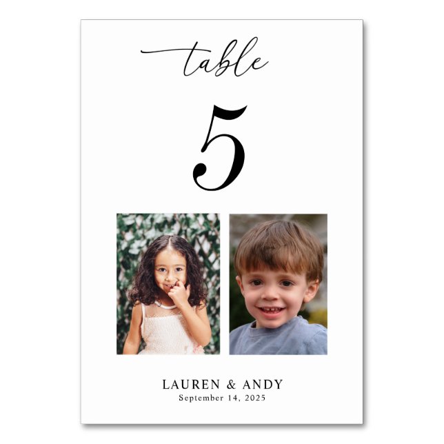 Kinderfotos Fotos Tischnummer 5 Hochzeit (Vorderseite)