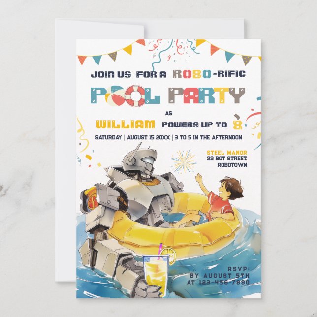 Kinderfreunde Pool Party Geburtstagseinladung Einladung (Vorderseite)