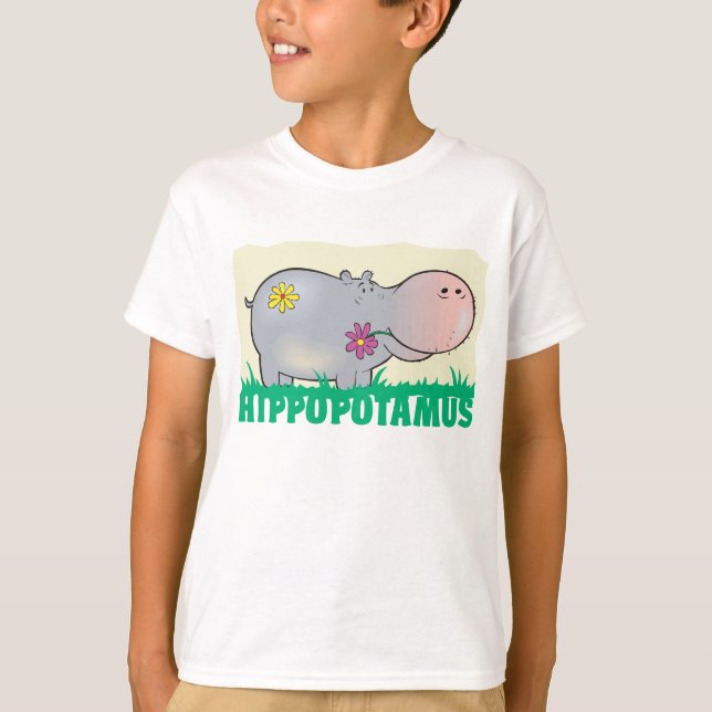Kinderfreundlicher Hippopotamus T-Shirt (Vorderseite)