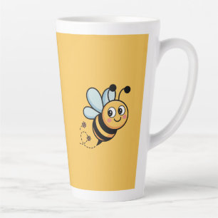 Kinderfreundliches Bienenmaskottchen mit gepunktet Milchtasse