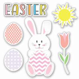 Kinderfrühlingssommer Osterhase Set von 6 Sticker