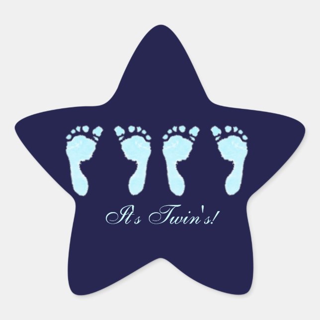 Kinderfußabdrücke (Boy Twins) Stern-Aufkleber (Vorderseite)