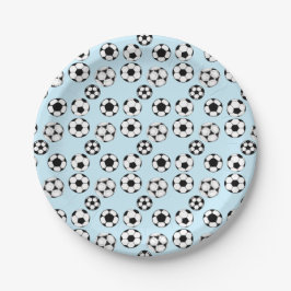 Kinderfußball-Party Fußball-Bälle blau Pappteller