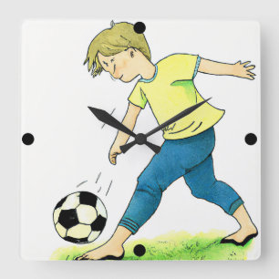 Kinderfußball-Uhr Quadratische Wanduhr