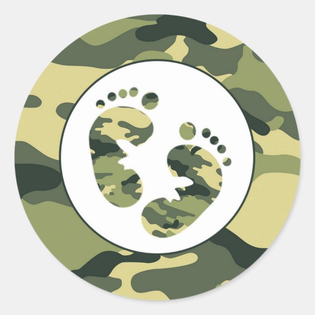 Kinderfüße der Grünen Camouflage bevorzugen Aufkle Runder Aufkleber (Vorderseite)