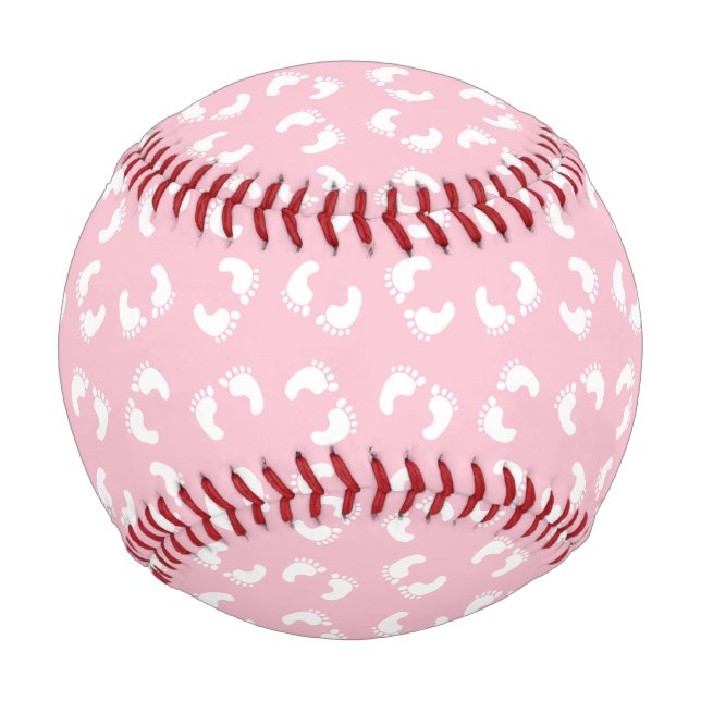 Kinderfußspuren, Babyfuß, Fußspuren, rosa Girl Baseball (Rückseite)