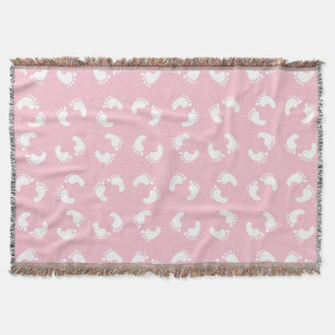 Kinderfußspuren, Babyfuß, Fußspuren, rosa Girl Decke