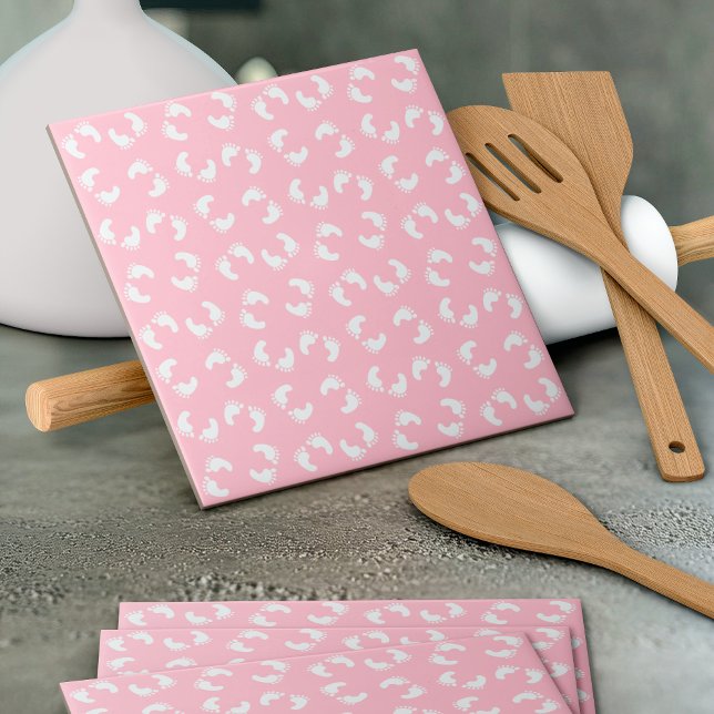 Kinderfußspuren, Babyfuß, Fußspuren, rosa Girl Fliese (Von Creator hochgeladen)