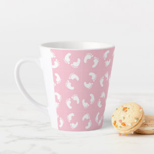 Kinderfußspuren, Babyfuß, Fußspuren, rosa Girl Milchtasse