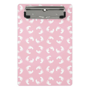 Kinderfußspuren, Babyfuß, Fußspuren, rosa Girl Mini Klemmbrett