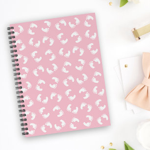 Kinderfußspuren, Babyfuß, Fußspuren, rosa Girl Notizbuch