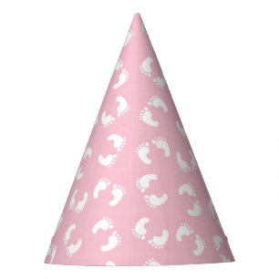 Kinderfußspuren, Babyfuß, Fußspuren, rosa Girl Partyhütchen