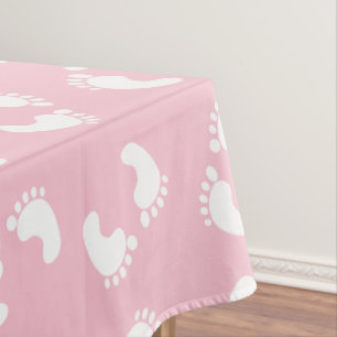 Kinderfußspuren, Babyfuß, Fußspuren, rosa Girl Tischdecke