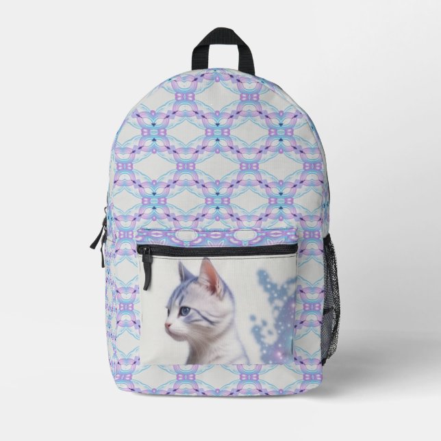 Kindergalaxie blaue, farbige Katze, Bedruckter Rucksack (Vorderseite)