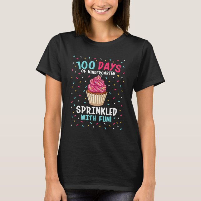 Kindergarten 100 Days Of School Girls Sprinkled Fu T-Shirt (Vorderseite)