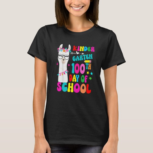 Kindergarten 100 Days Smarter No Prob Llama Teache T-Shirt (Vorderseite)