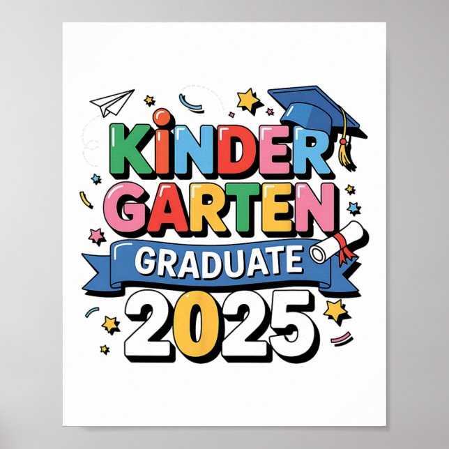Kindergarten Abschluss 2025 Graduate Kids Boys Gi Poster (Vorne)