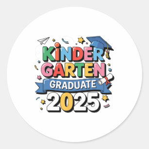 Kindergarten Abschluss 2025 Graduate Kids Boys Gi Runder Aufkleber