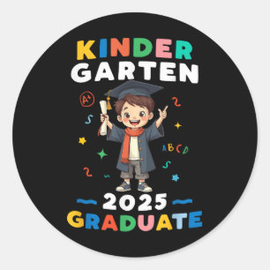 Kindergarten Abschluss 2025 Jungen Kinder Graduate Runder Aufkleber
