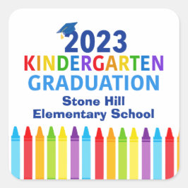 Kindergarten Abschluss Custom School Party 2023 Quadratischer Aufkleber