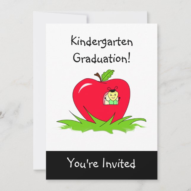 Kindergarten Abschluss Einladung Bug in Apfel (Vorderseite)