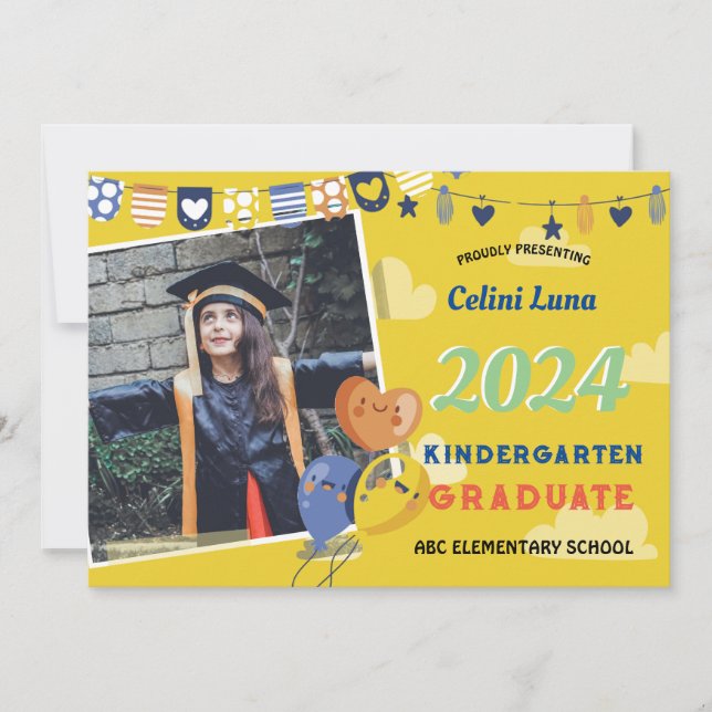 Kindergarten Abschluss Einladung mit Foto (Vorderseite)