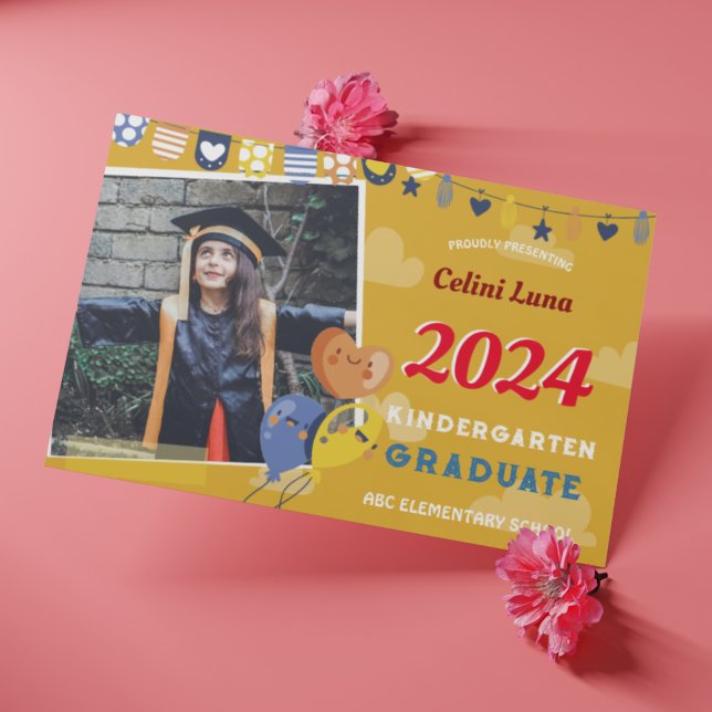 Kindergarten Abschluss Einladung mit Foto (Kids Graduation Kindergarten Preschool With Photo)