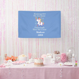 Kindergarten-Abschluss Erste Klasse Einhorn-Party Banner