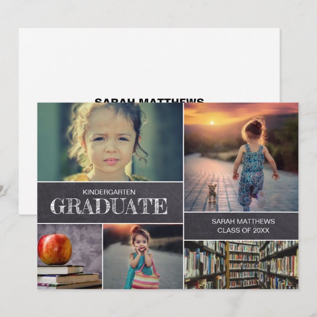 Kindergarten Abschluss FotoCollage Ankündigung (Vorne/Hinten)